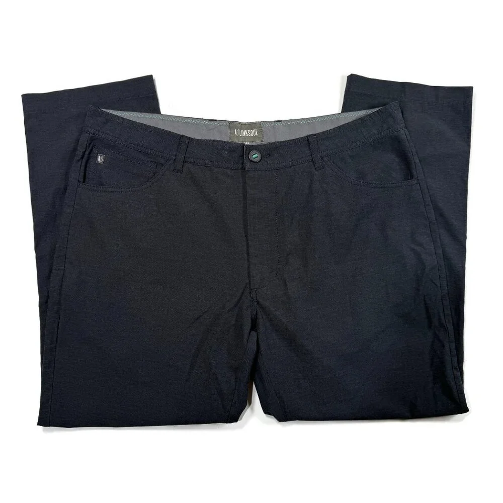 Linksoul 5 Pocket Pants Mens 36 x  27 Gray Golf Stretch Lightweight Short 36S‎